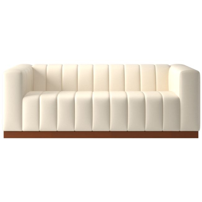 Forte 81" Channeled Sofa with Walnut Base Kanvas Sand - Image 0