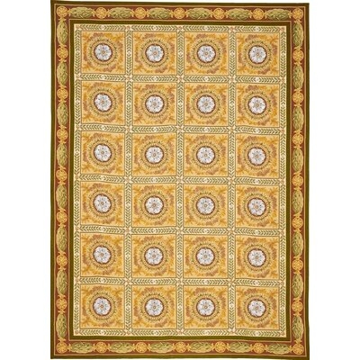 Hand-Knotted Wool Gold/Wine Rug - Image 0