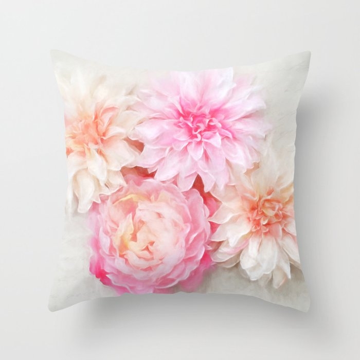Pastel Peonies Throw Pillow by Sylvia Cook Photography - Cover (20" x 20") With Pillow Insert - Indoor Pillow - Image 0