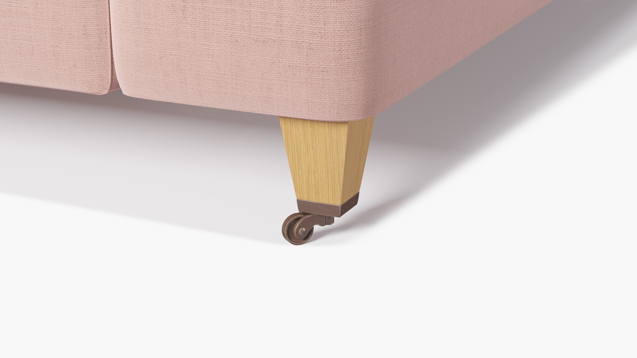 Classic Sofa, Blush Everyday Linen, Natural with Antique Brass Caster - Image 1