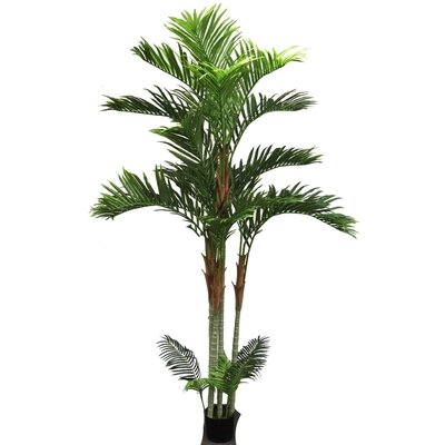 Artificial Areca Palm Tree, 8' Lifelike E- Shaped Tropical Tree, Pre-Potted, Easy To Use, Clean And Set Up. Packed SINGLE. - Image 0