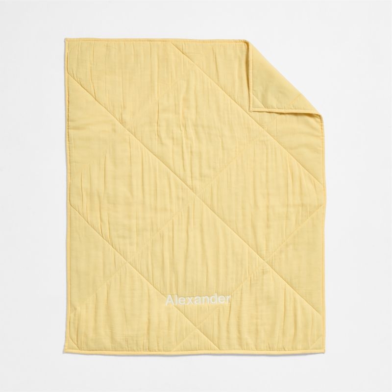 Supersoft Straw Yellow Organic Cotton Gauze Baby Crib Quilt - Image 2