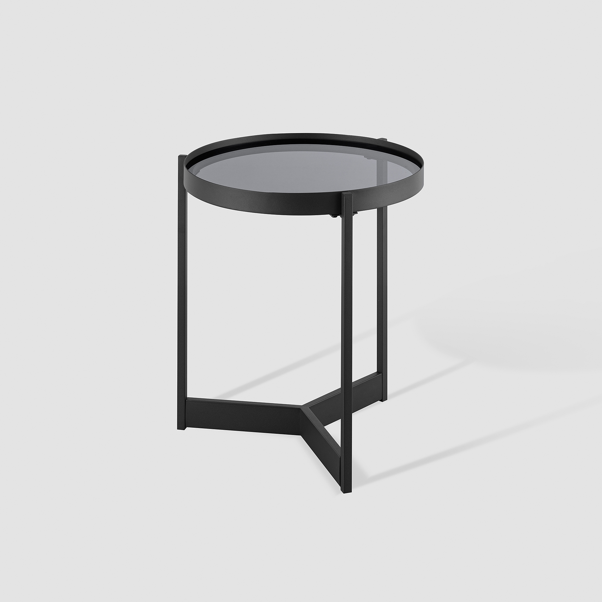 Contemporary Tray-Top Round Side Table – Smoked Glass - Image 0