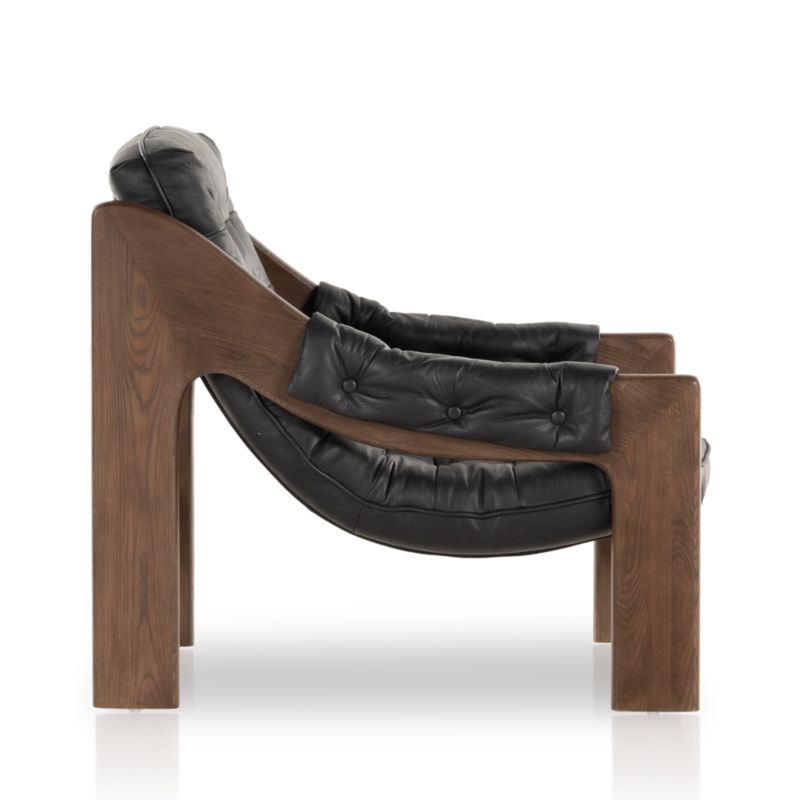 Halston Tufted Black Leather Accent Chair - Image 2