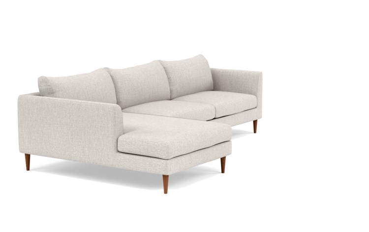 Owens Left Sectional with Beige Wheat Fabric, down alt. cushions, and Oiled Walnut legs - Image 1