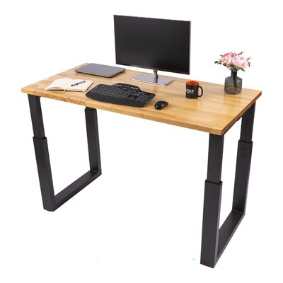 Solid Wood Manual Height Adjustable Standing Desk Meeting Conference Table - Image 0