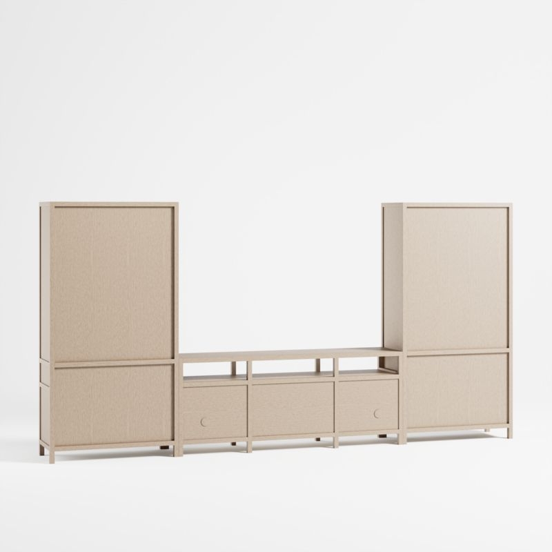 Keane 152" Weathered Natural Wood Storage Media Console Set - Image 9