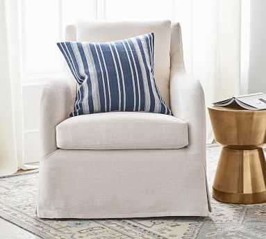 Kelsey Slipcovered Armchair, Polyester Wrapped Cushions, Park Weave Ash - Image 1