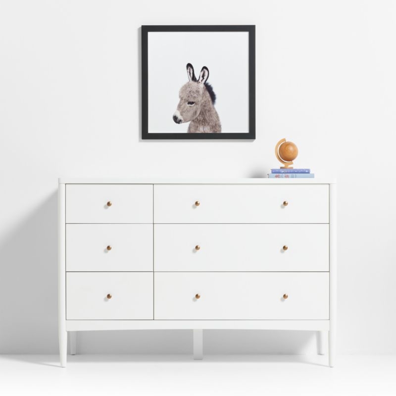 Baby Donkey Black Wood Framed Wall Art Print - Image 1