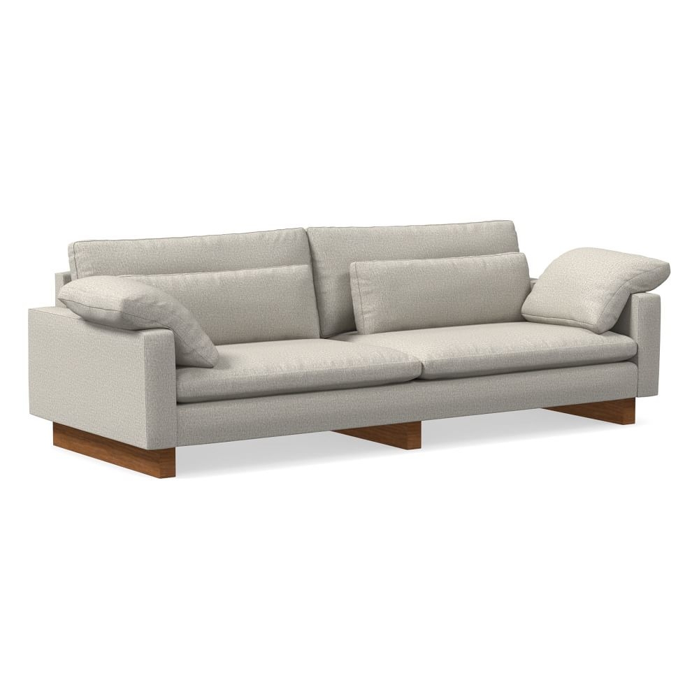Harmony 104" Multi-Seat Sofa, Standard Depth, Twill, Dove, Dark Walnut - Image 0