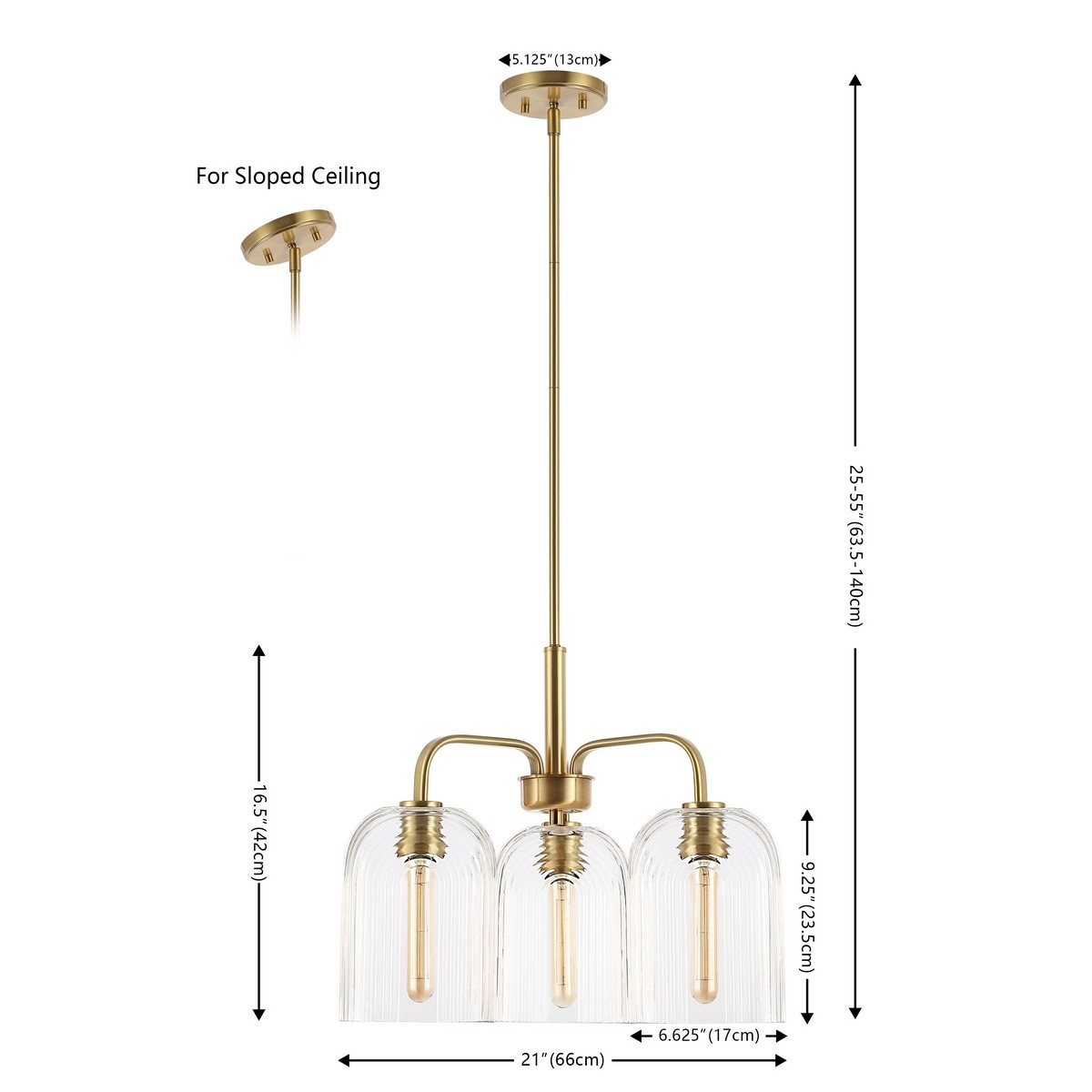 Romeyn 3Lt 21" Pendant - Brass - Safavieh - Image 5
