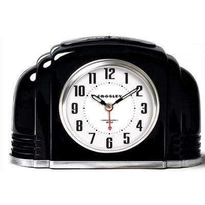 Analog Quartz Alarm Tabletop Clock in Black - Image 0