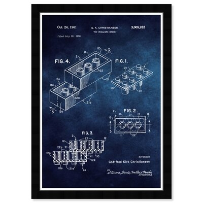 Lego Toy Building Brick 1961 Blue Chalkboard - Picture Frame Graphic Art Print on Paper - Image 0
