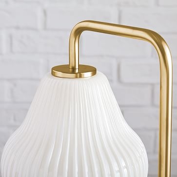 Sculptural Floor Lamp, Small Ribbed, Champagne, Antique Brass, 7.5" - Image 2