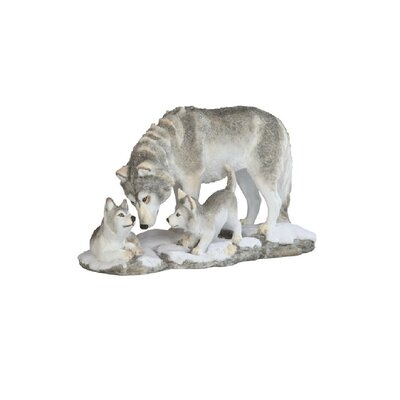 Trosclair Wolf with Cub Playing in Snow Figurine - Image 0