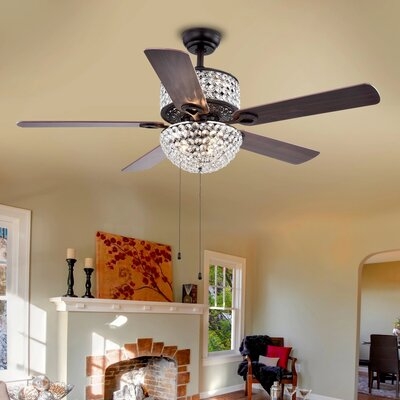 52" Caruthersville 5 Blade Ceiling Fan, Light Kit Included - Image 0