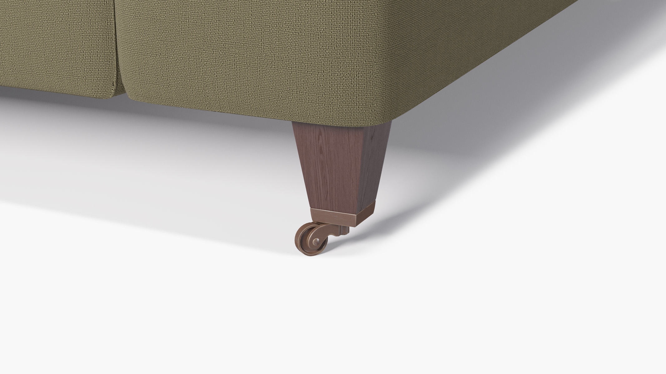 Classic Sofa, Olive Everyday Linen, Espresso with Antique Brass Caster - Image 1