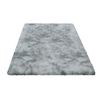 Gray Long Plush Area Rug Washable Non-Slip Floor Mat For Living Room Bedroom - Image 0