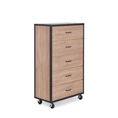 5 Drawers Bemis Chest In Weathered Light Oak With Caster Wheels(Chest Of Freely Configurable Bedroom Sets) - Image 0