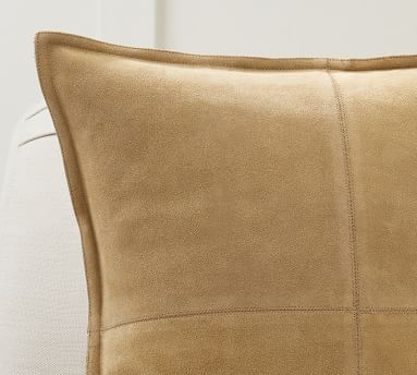 Pieced Suede Pillow Cover, 20 x 20", Mocha - Image 5