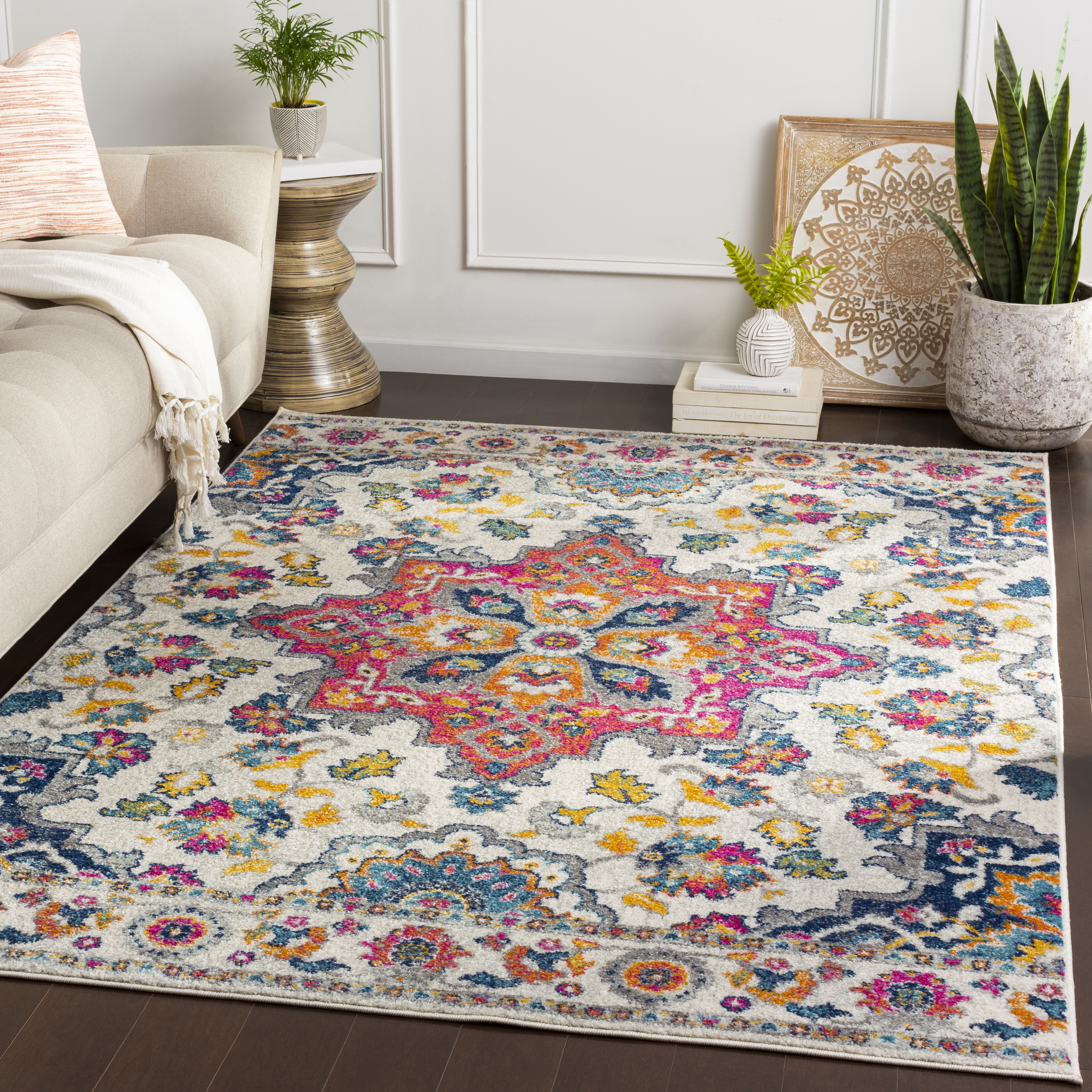 Elaziz Pink Indoor 2' x 3' Machine Woven Rug - Image 1