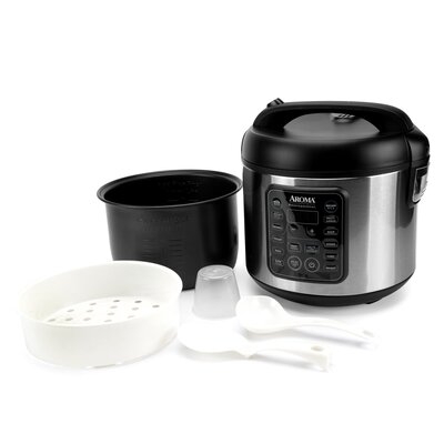 Aroma  20-Cup (Cooked) / 5Qt. Cool-Touch Digital Rice & Grain Multicooker & Slow Cooker, Steam Tray Included, Black (ARC-5200SB) - Image 0