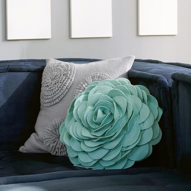 Flora Felt Pillow, Fuchsia - Image 1