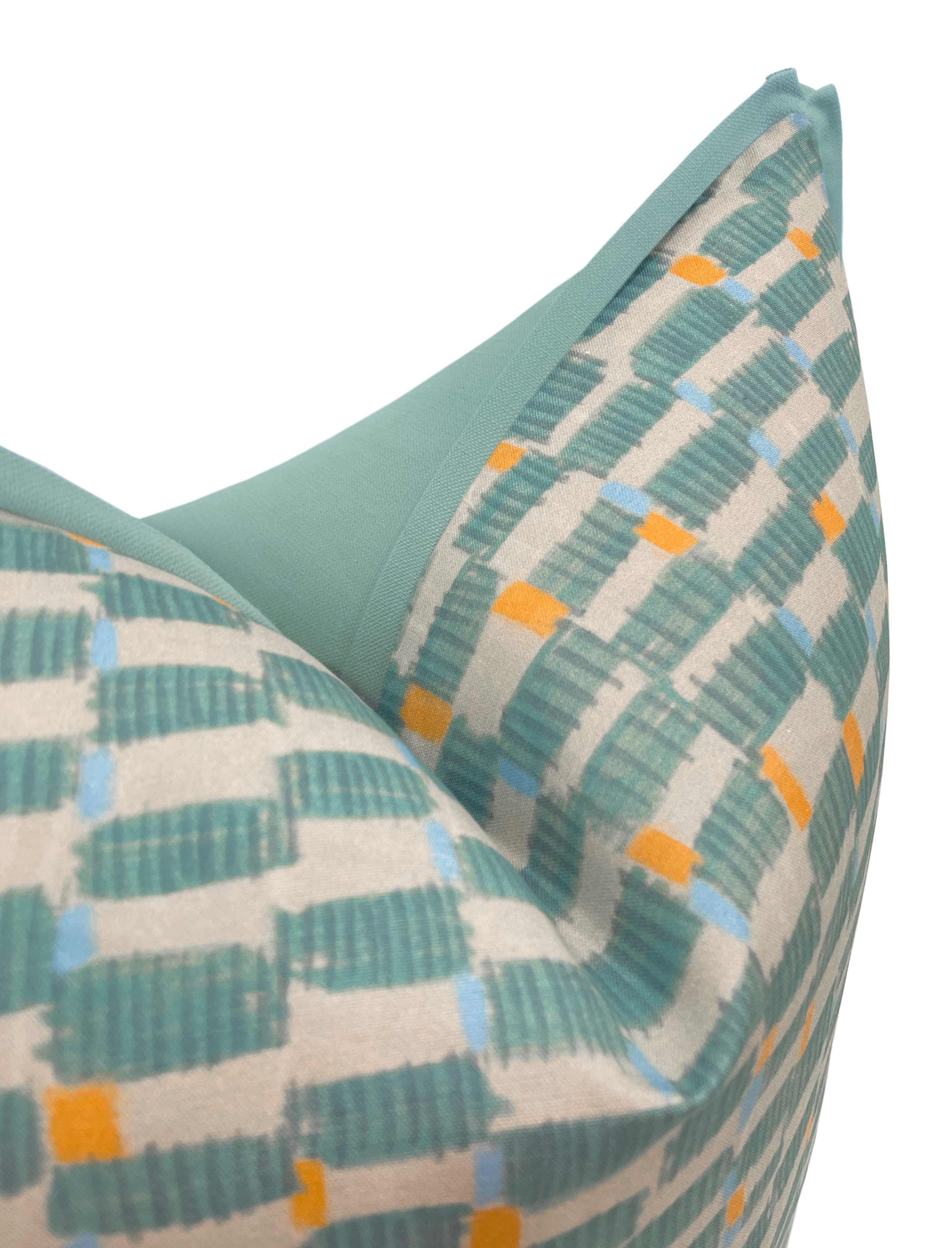 HASHBLOCKS // KHAKI BLUE | TEIL TEXTILES - 20" X 20" / BUTTERFLY FLANGE / Spa blue - Image 2