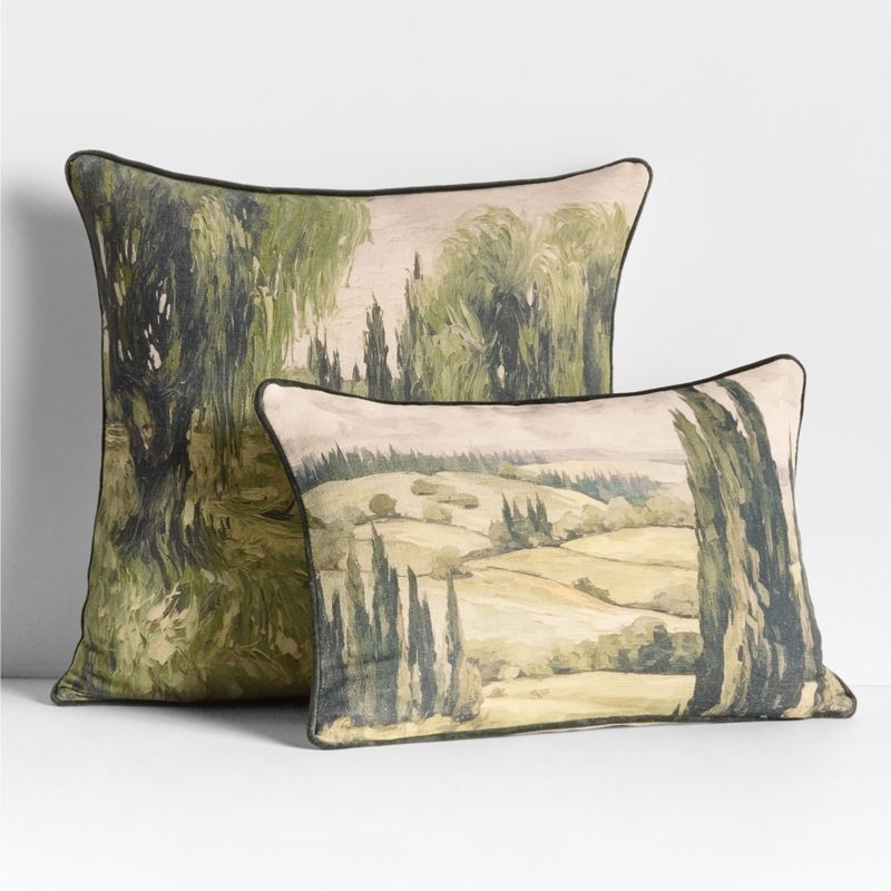 Tuscan Landscape 23"x23" Throw Pillow with Feather Insert - Image 1
