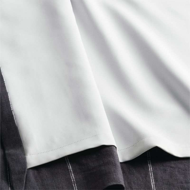Storm Grey & Crisp White Linen Double Pinstripe Blackout Window Curtain Panel 52"x84" - Image 6