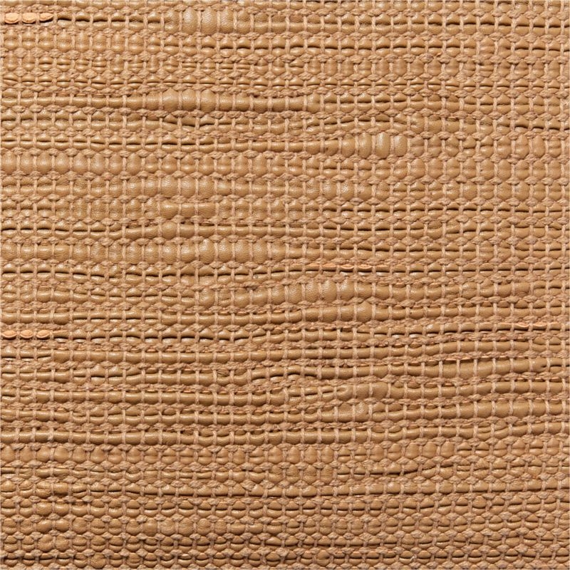 Hendrix Woven Light Brown Leather Throw Pillow with Feather-Down Insert 20'' - Image 2