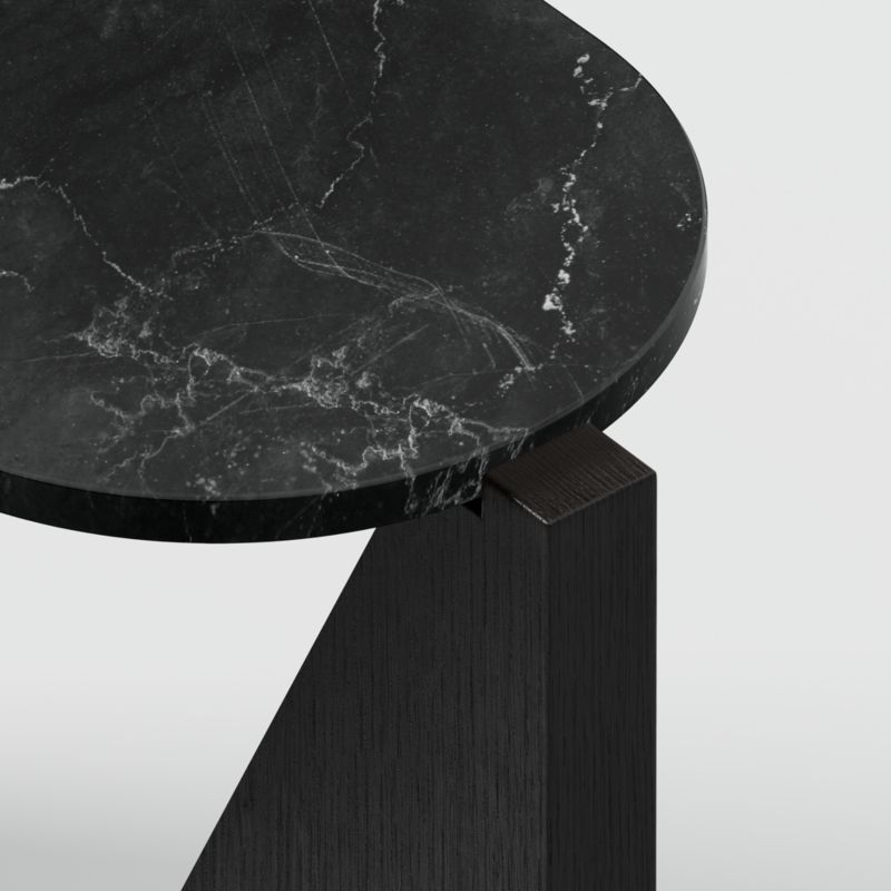 Miro Black Marble Console Table with Black Ebonized White Oak Wood Base - Image 2