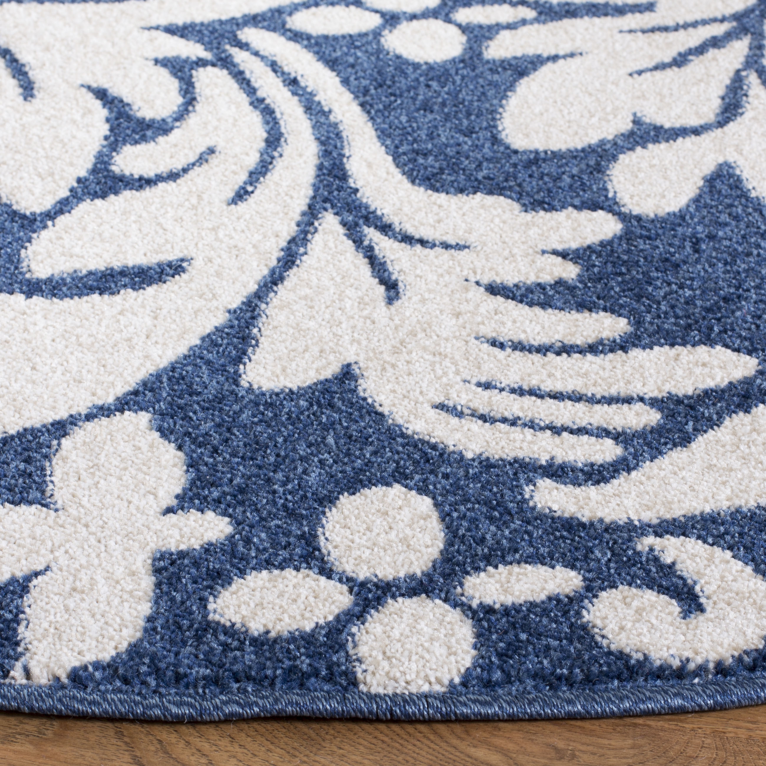 Arlo Home Indoor/Outdoor Woven Area Rug, AMT425P, Navy/Ivory,  7' X 7' Round - Image 2