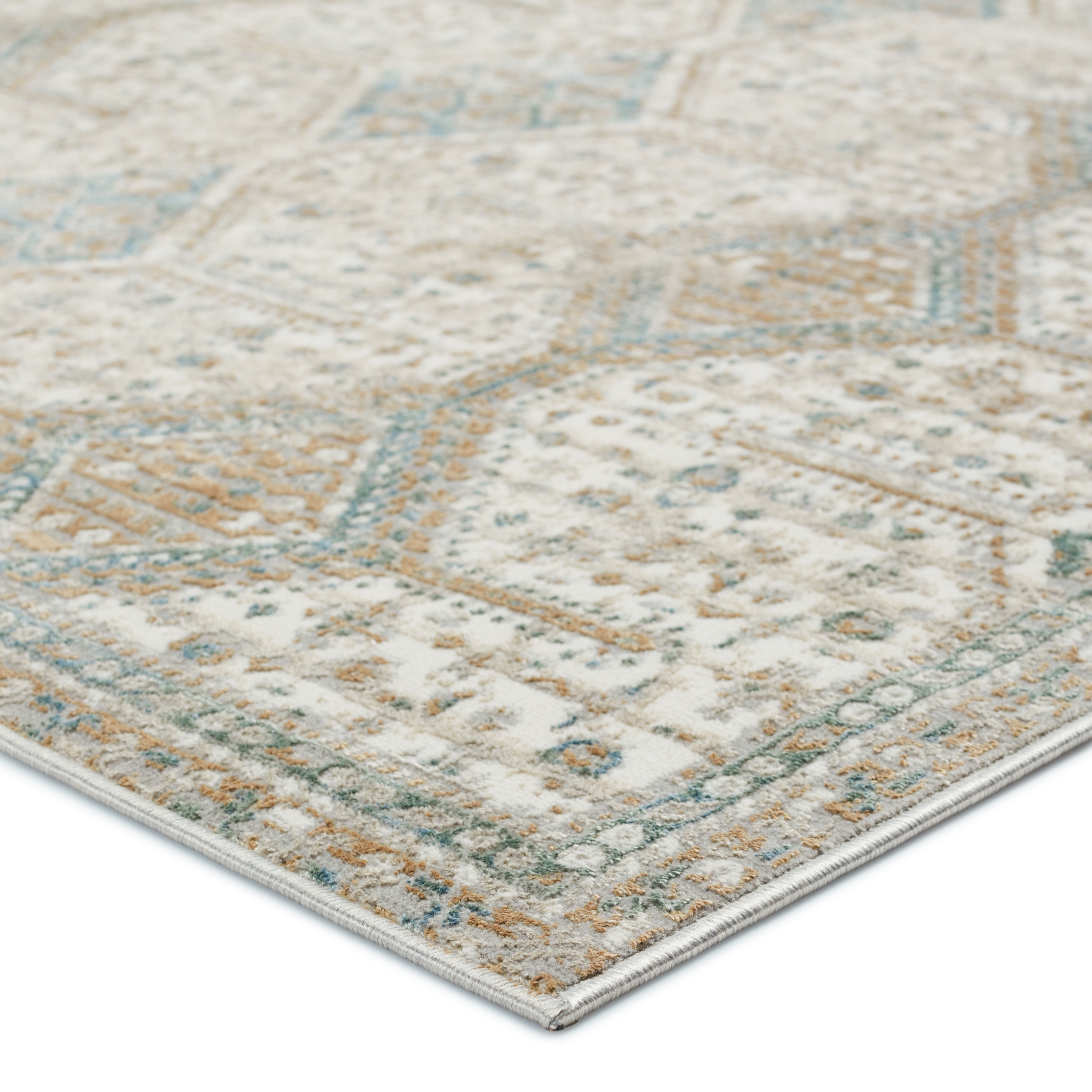 Vibe by Roane Trellis Gold/ Light Blue Runner Rug (2'6"X10') - Image 1