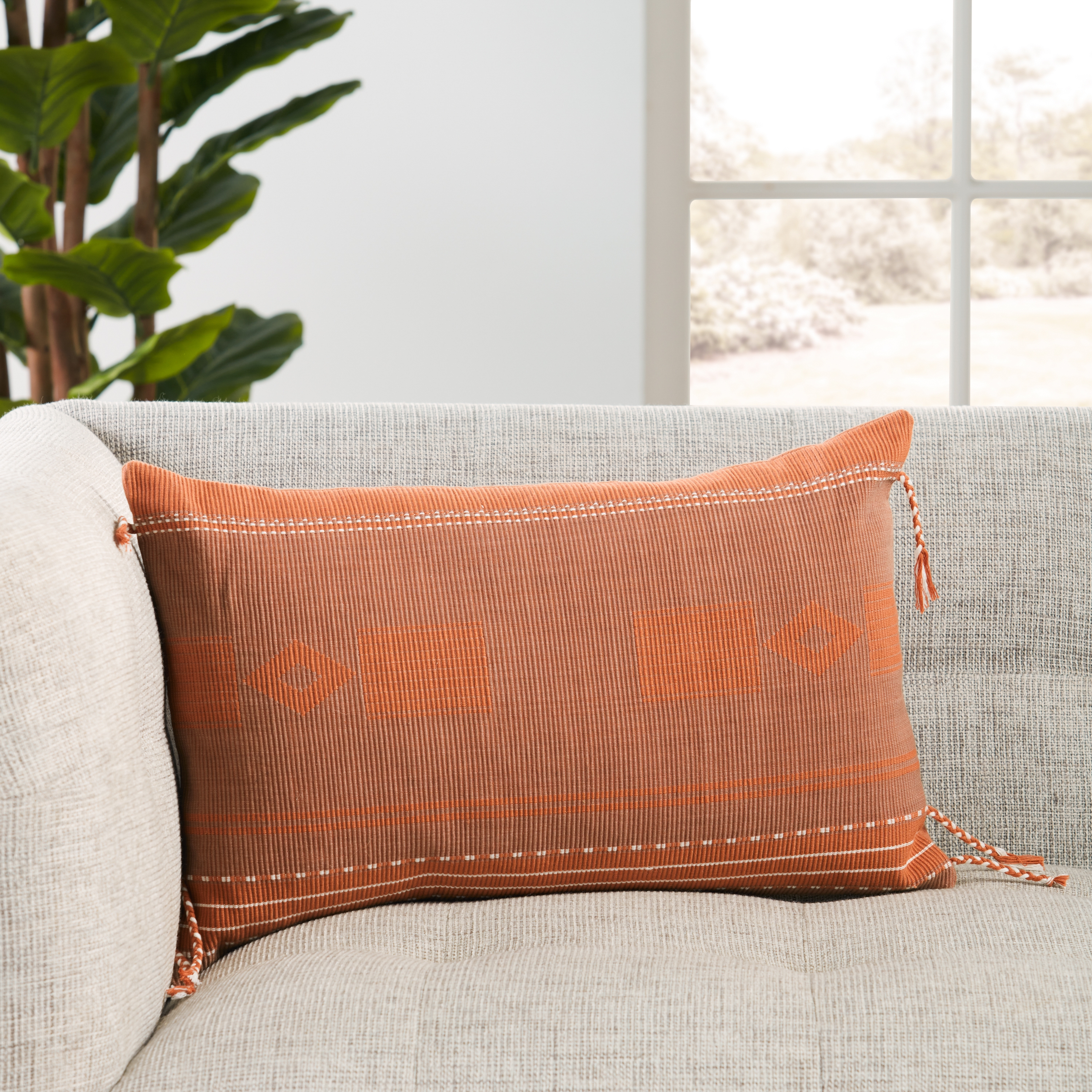 Bohdi Lumbar Pillow, Terracotta, 21" x 13" - Image 3