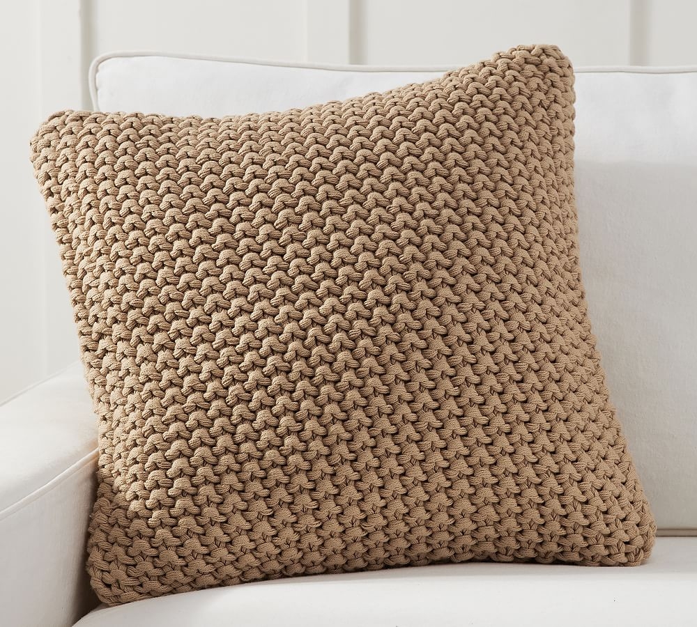 Bayside Seedstitch Pillow Cover, 22 x 22", Khaki - Image 0