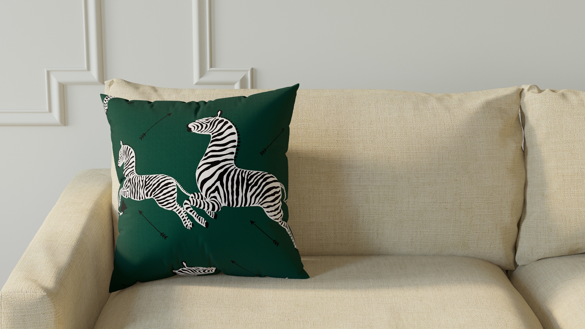 Throw Pillow 18", Emerald Zebra, 18" x 18" - Image 2