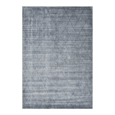 Geometric Hand-Knotted Gray Area Rug - Image 0