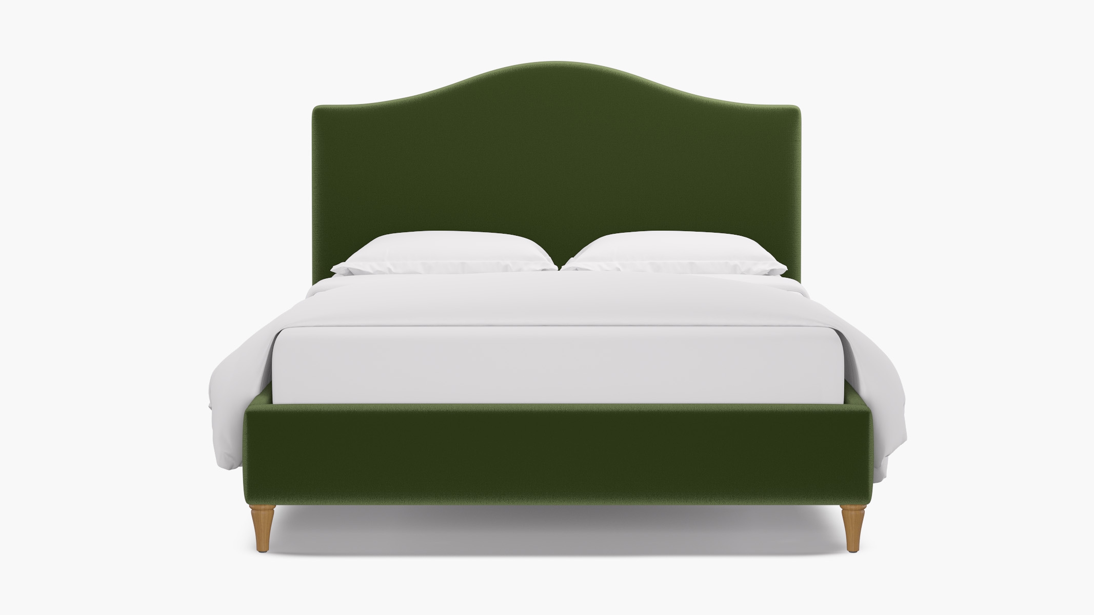 Camelback Bed, Essex Performance Velvet, Natural Decorative Tapered Leg, King - Image 0
