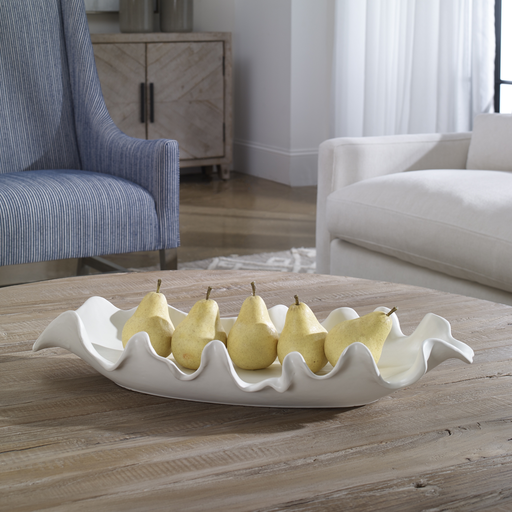 Ruffled Feathers Modern White Bowl - Image 1