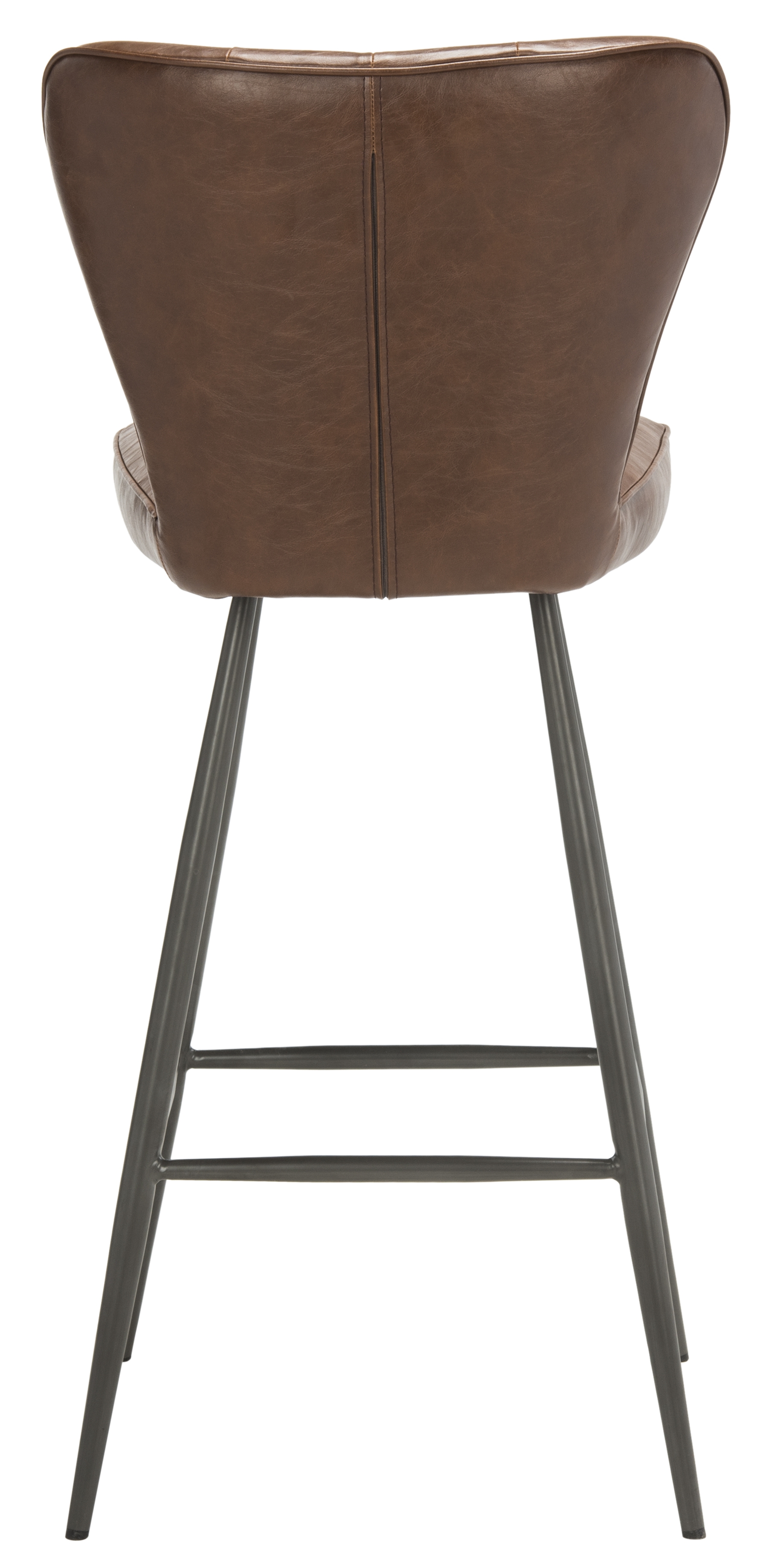 Aster 30"H Mid Century Modern Leather Tufted Bar Stool - Burgundy/Black - Safavieh - Image 5