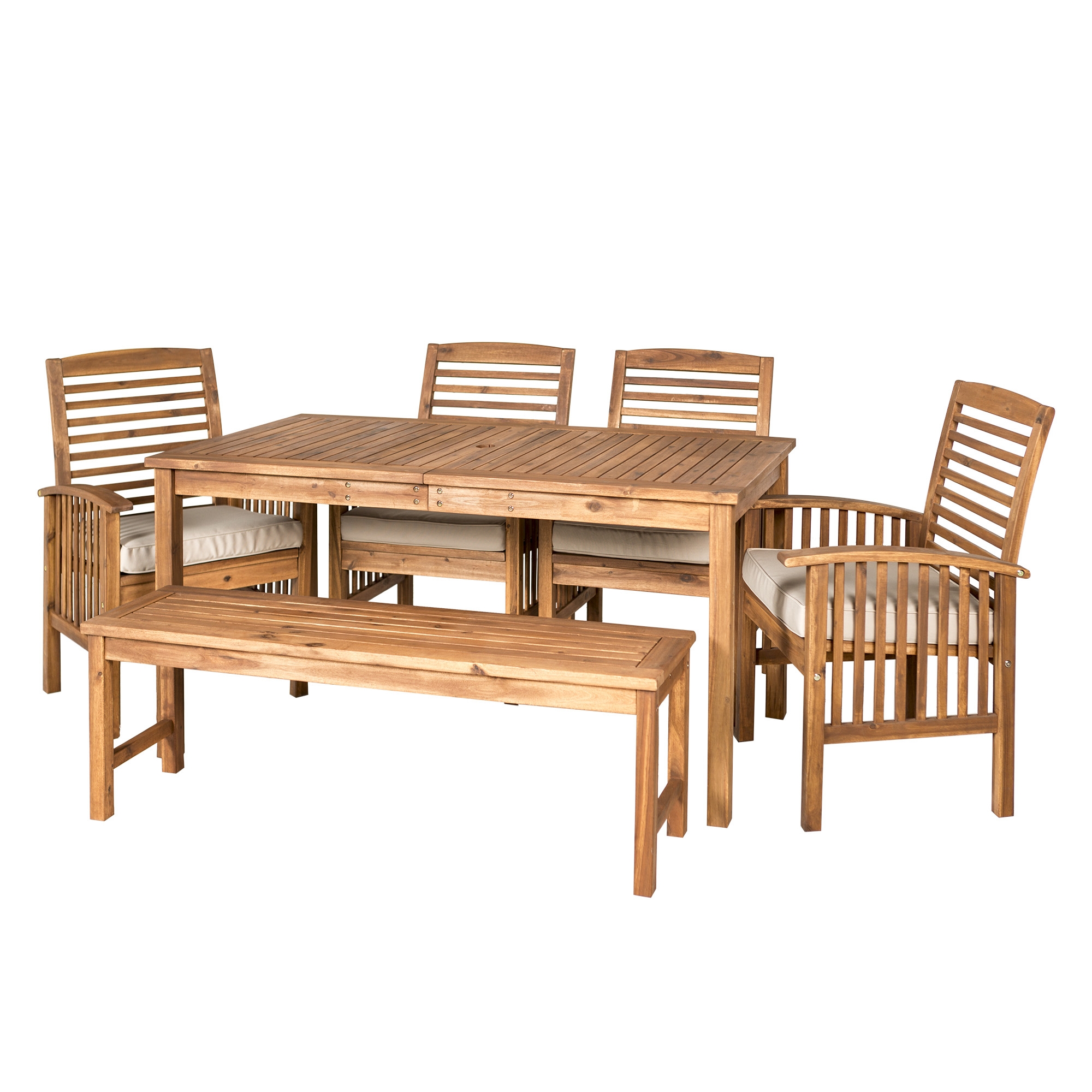 6-Piece Modern Patio Dining Set - Brown  - Image 2