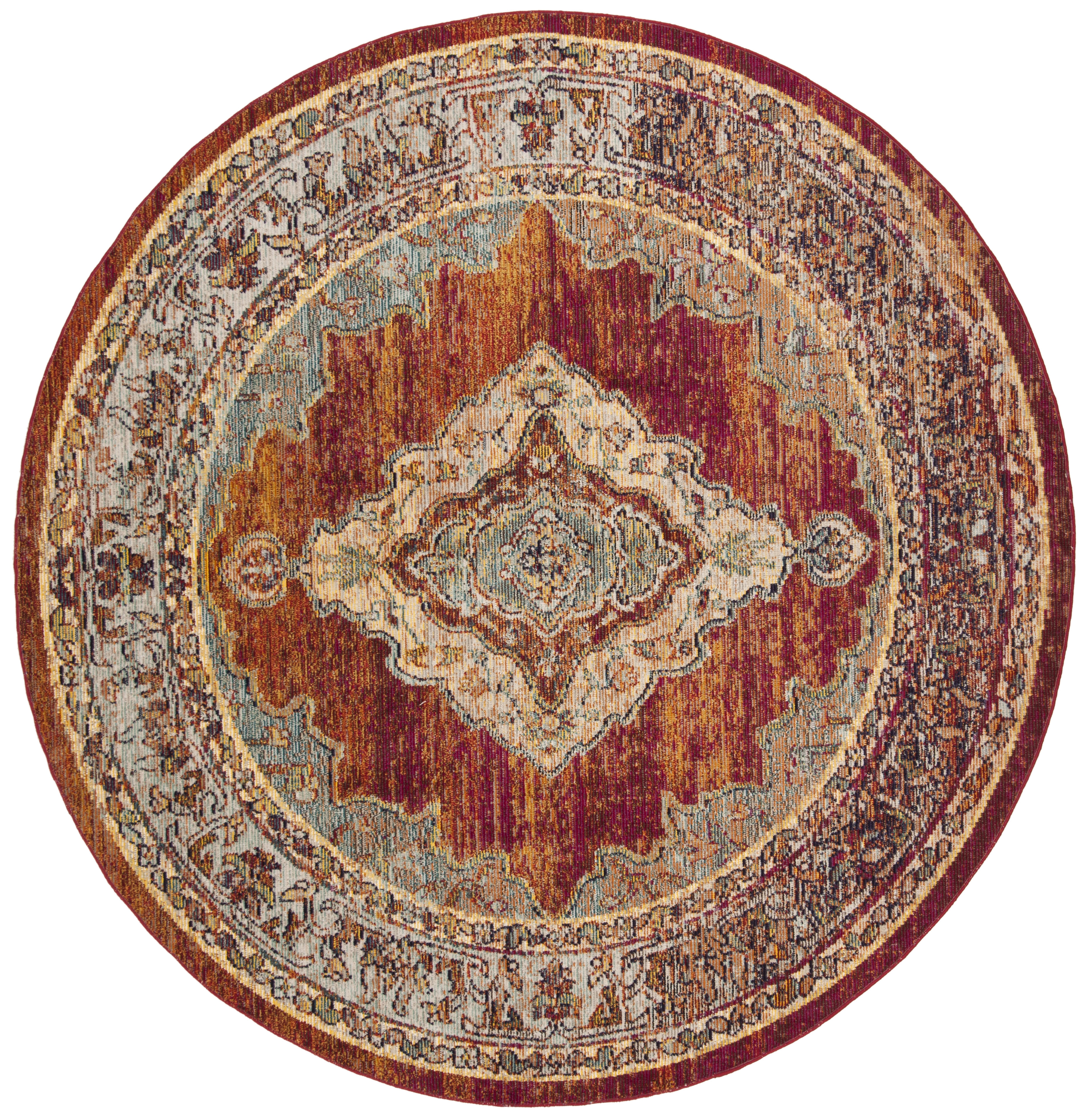 Arlo Home Woven Area Rug, CRS500A, Orange/Light Blue,  7' X 7' Round - Image 0