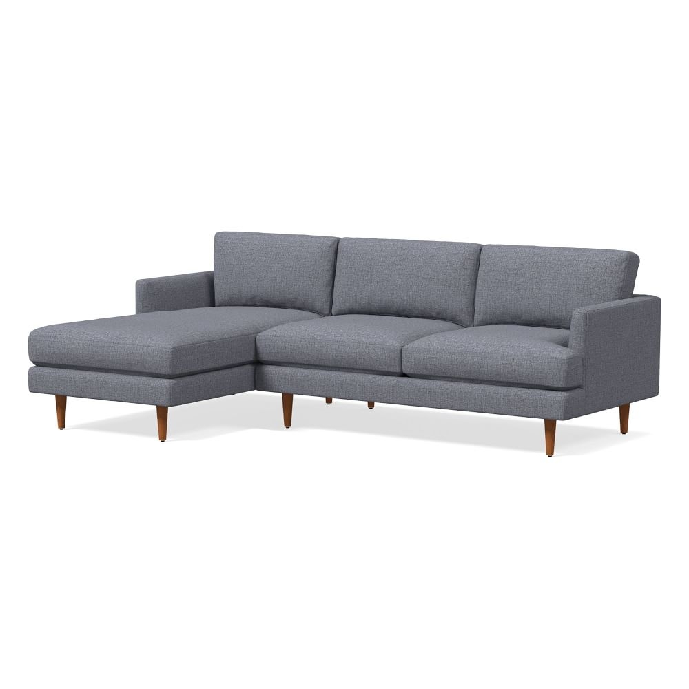 Haven Loft 99" Left 2-Piece Chaise Sectional, Performance Yarn Dyed Linen Weave, graphite, Pecan - Image 0