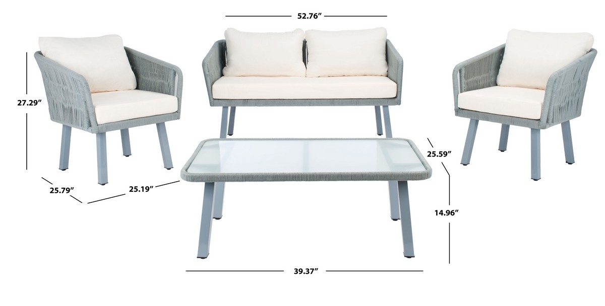 Kerson 4 Pc Rope Living Set - Grey/Beige - Safavieh - Image 8