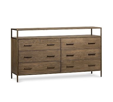 Modern Oak Extra Wide Drawer Dresser, Bronze - Image 0