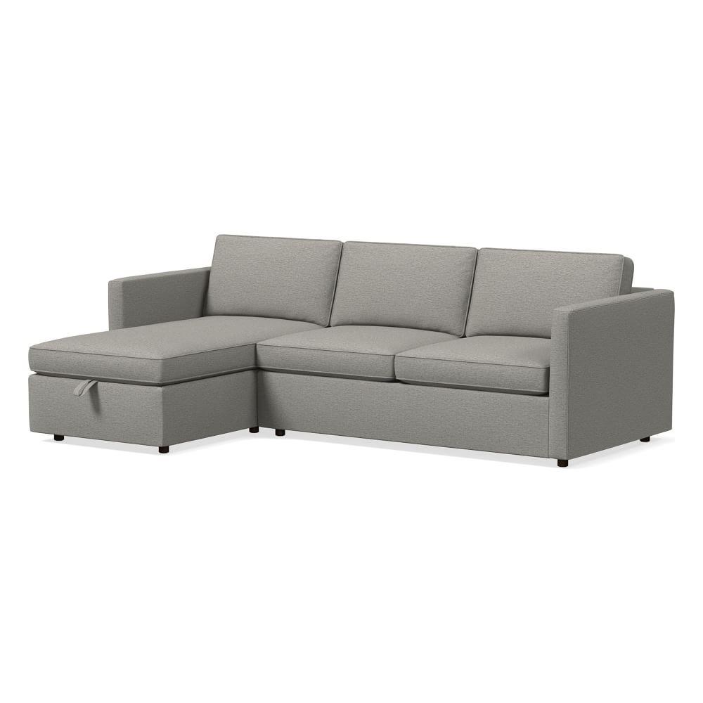 Harris 101" Left Multi Seat 2-Piece Chaise Sectional w/ Storage, Standard Depth, Twill, Silver - Image 0