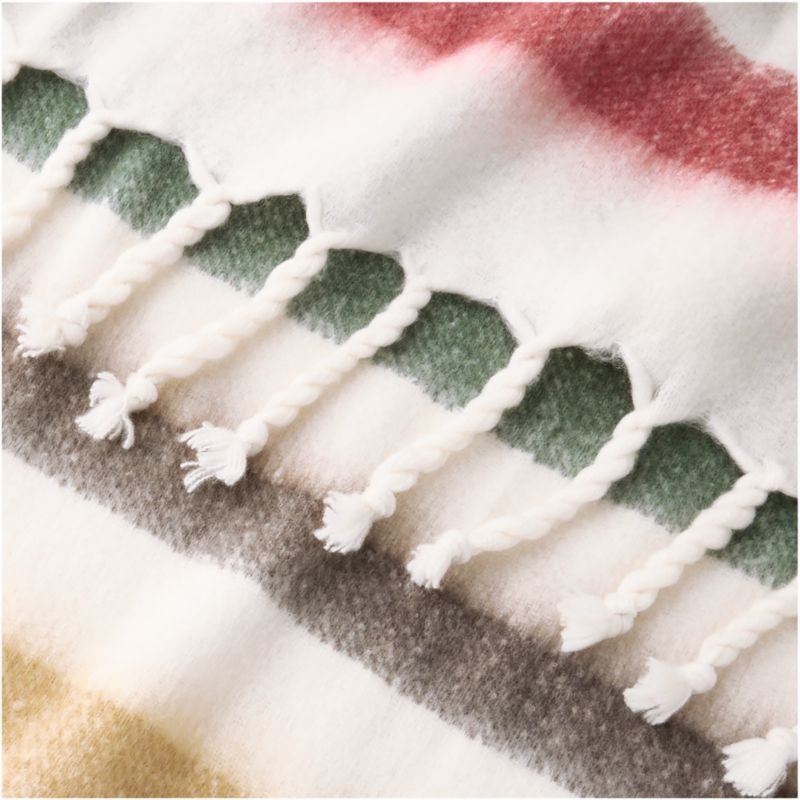 Cozy Fringe Chalet Stripe 70"x55" Red and Green Throw Blanket - Image 2
