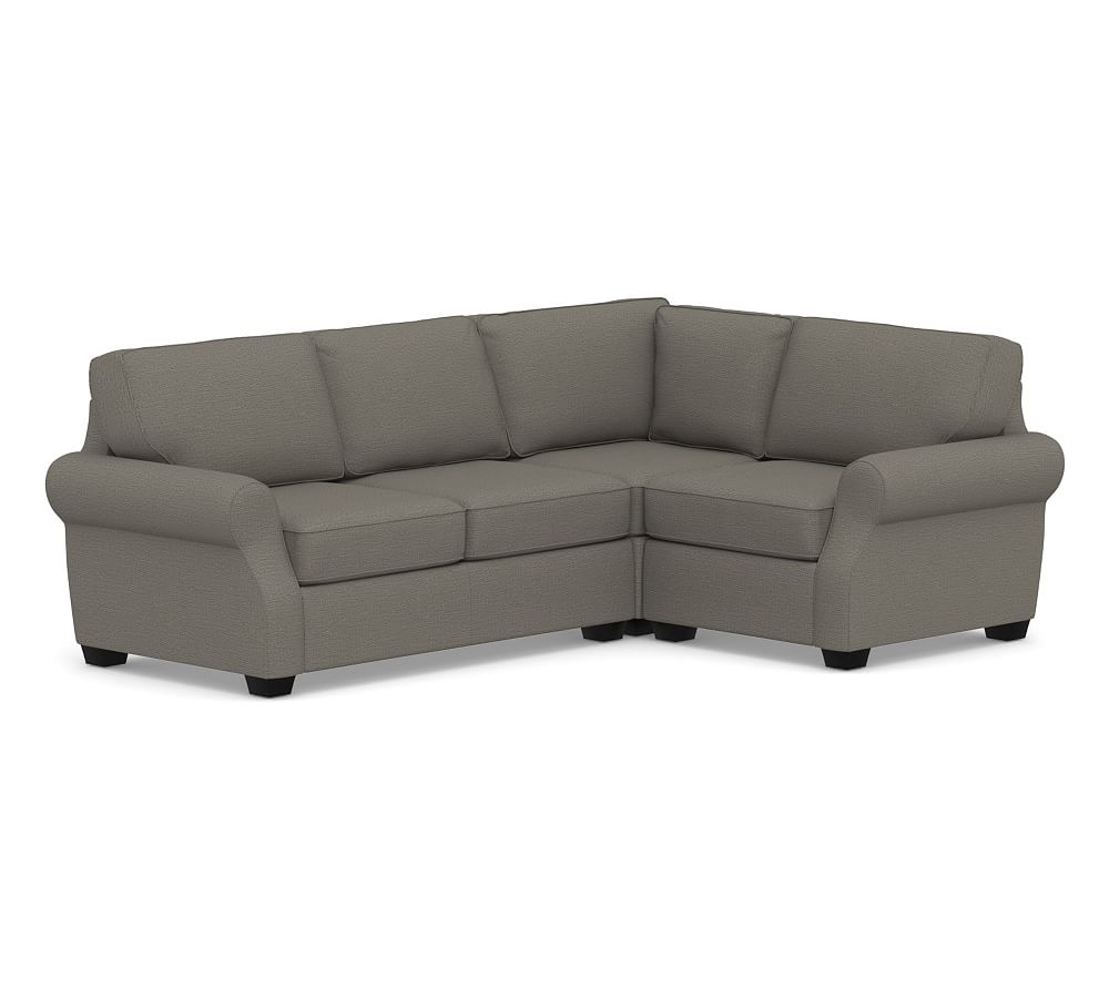 SoMa Fremont Roll Arm Upholstered Left Arm 3-Piece Corner Sectional, Polyester Wrapped Cushions, Chunky Basketweave Metal - Image 0