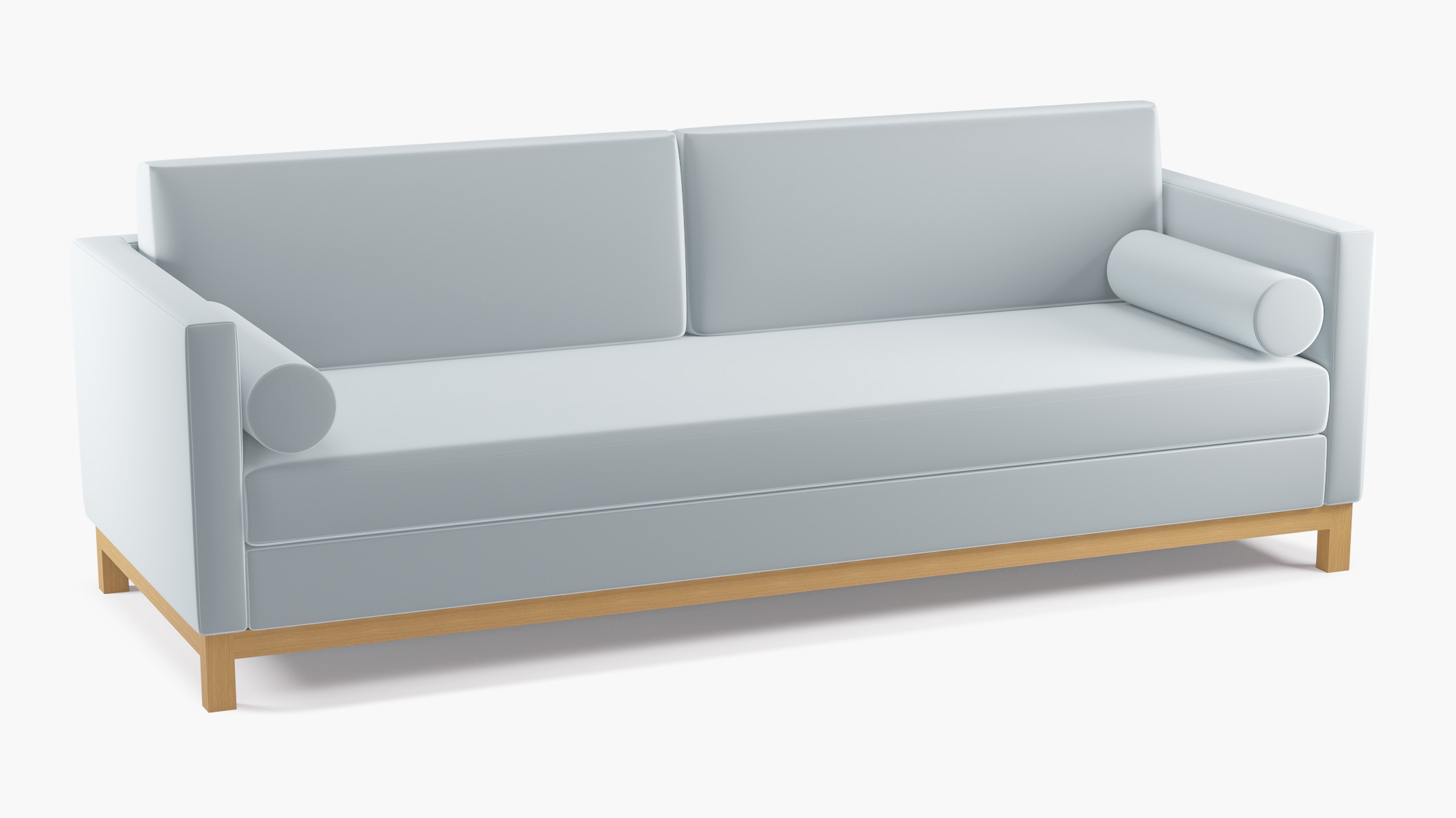 Tailored Tuxedo Sofa, Sterling Performance Velvet, Natural Wood Rail - Image 1